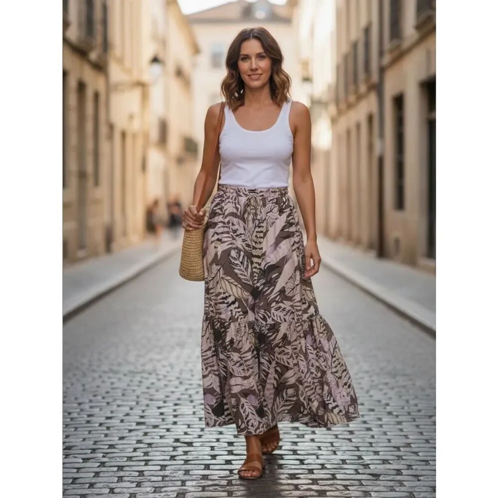 $178 Unsubscribed draw sting waist silk maxi skirt NWOT